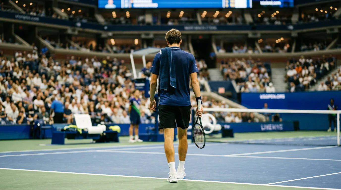 Jugador de tenis en pleno partido mostrando el momentum del juego en directo
